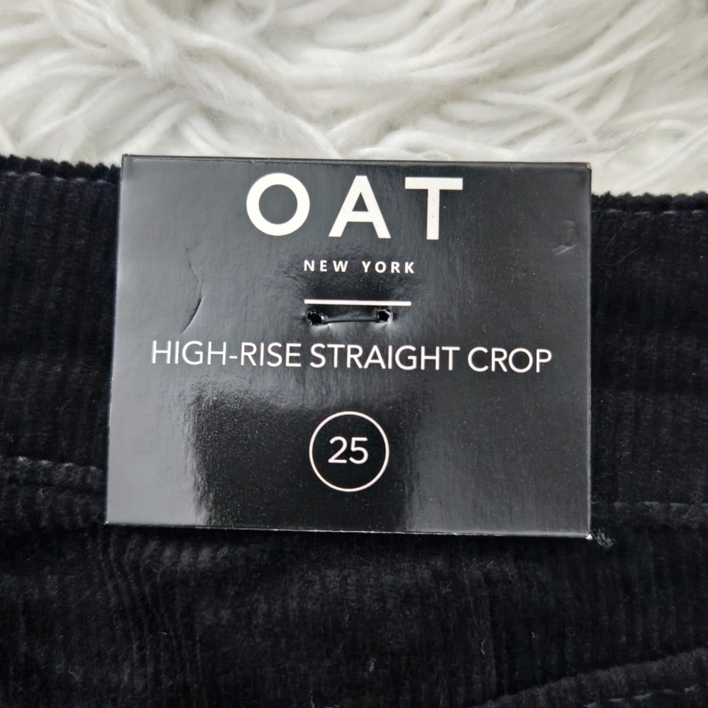 OAT New York HIGH-RISE CORDUROY BUTTON FLY STRAIGHT CROP. Black. Size 25. New. - Picture 8 of 9